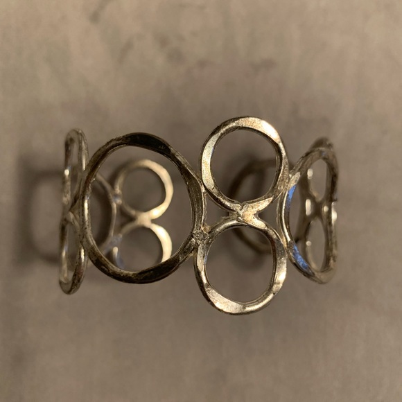 3 piece silver circles set, necklace (39”), bracelet & earrings - Picture 4 of 7